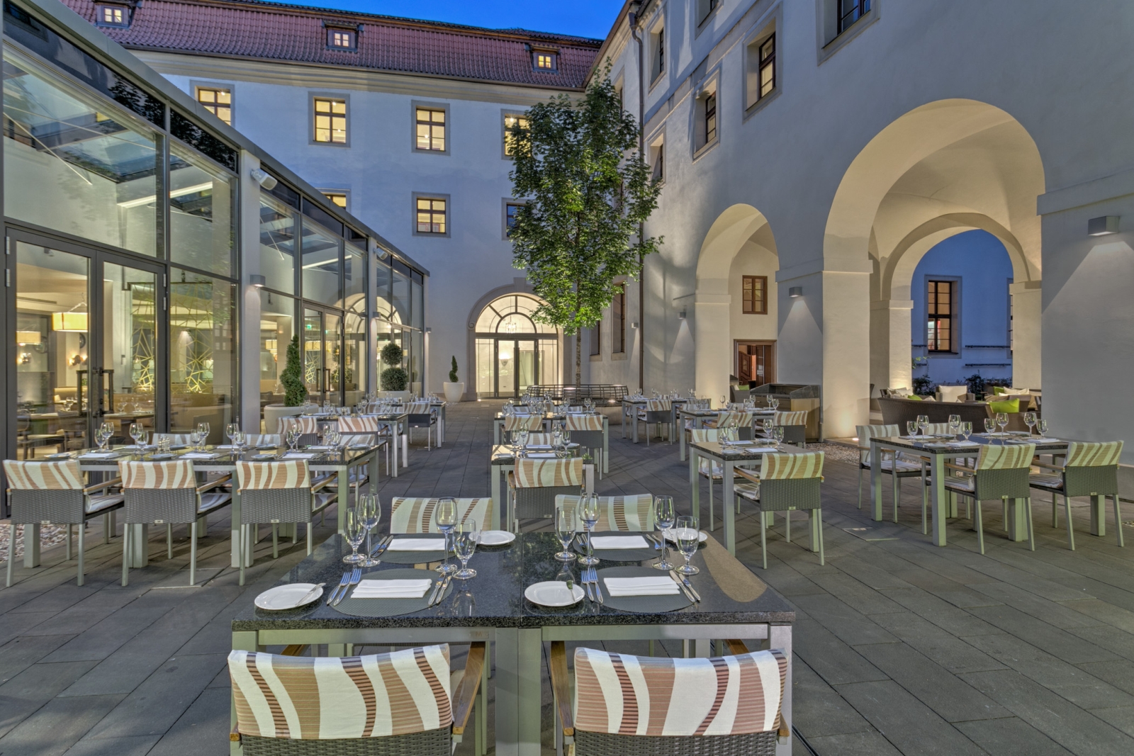Restaurant and terrace at The Augustine Hotel