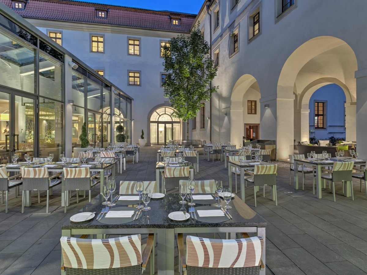Restaurant and terrace at The Augustine Hotel