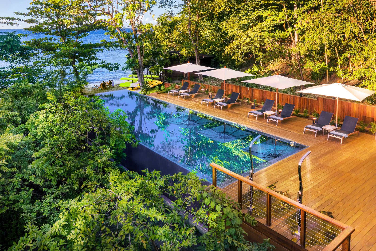 Swimming pool and bar at Secret Bay in Dominica