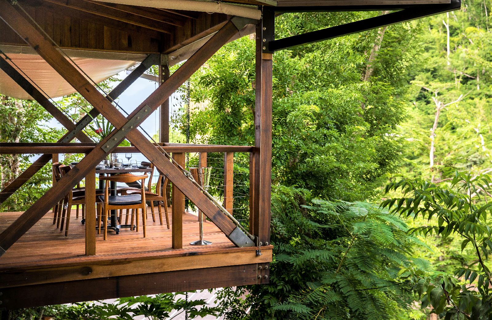 Restaurant in the treetops at Secret Bay in Dominica