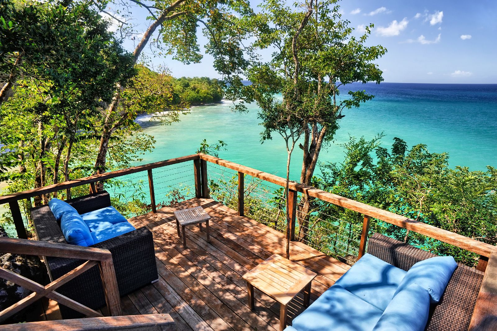 Zabuco villa sea view terrace at Secret Bay in Dominica