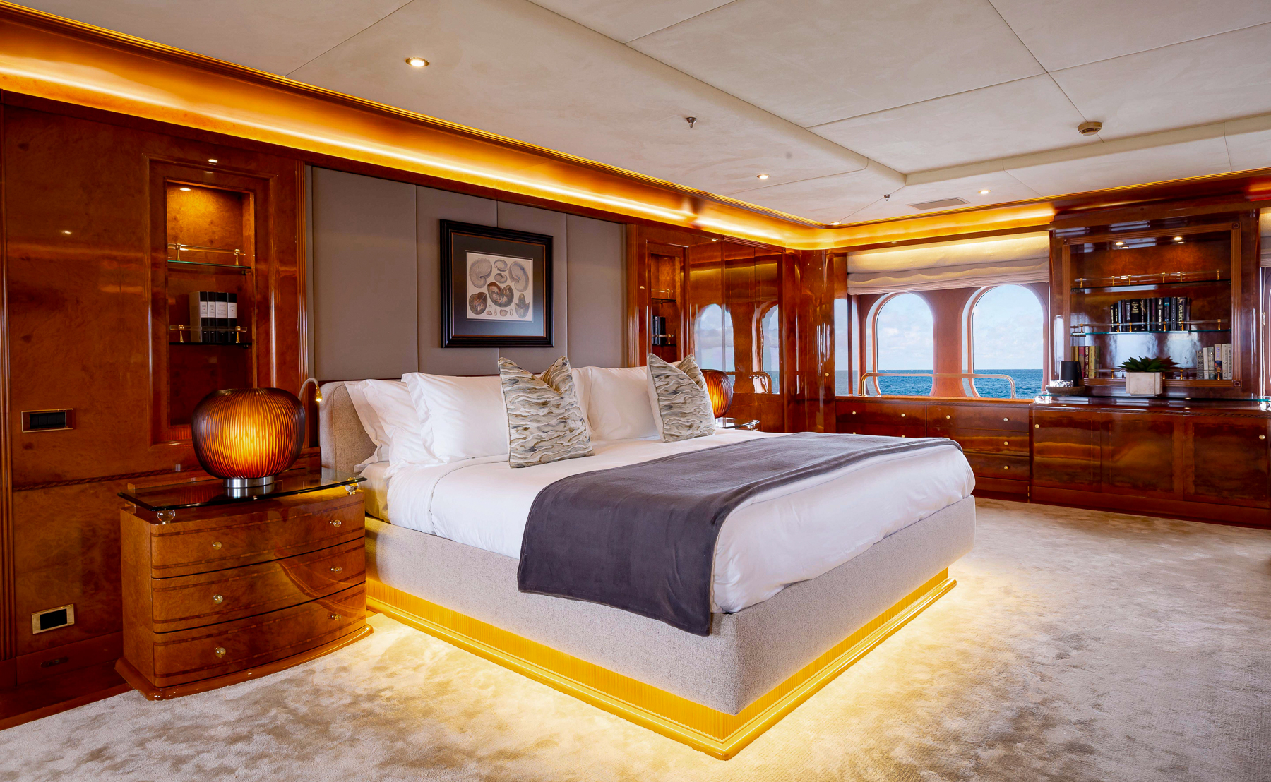 Main cabin onboard the Aqua Mare luxury expedition cruiser in the Galapagos Islands