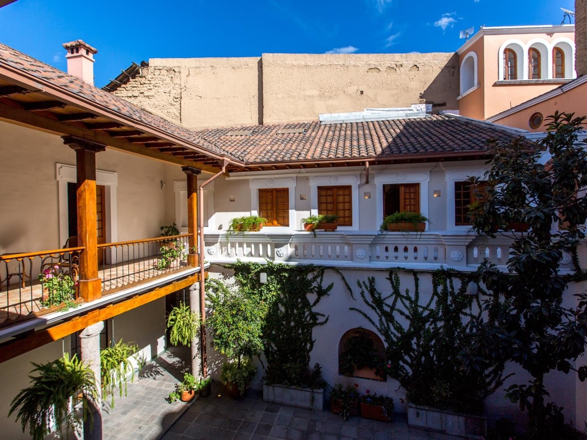 Courtyard at Casa Gangotena in Ecuador