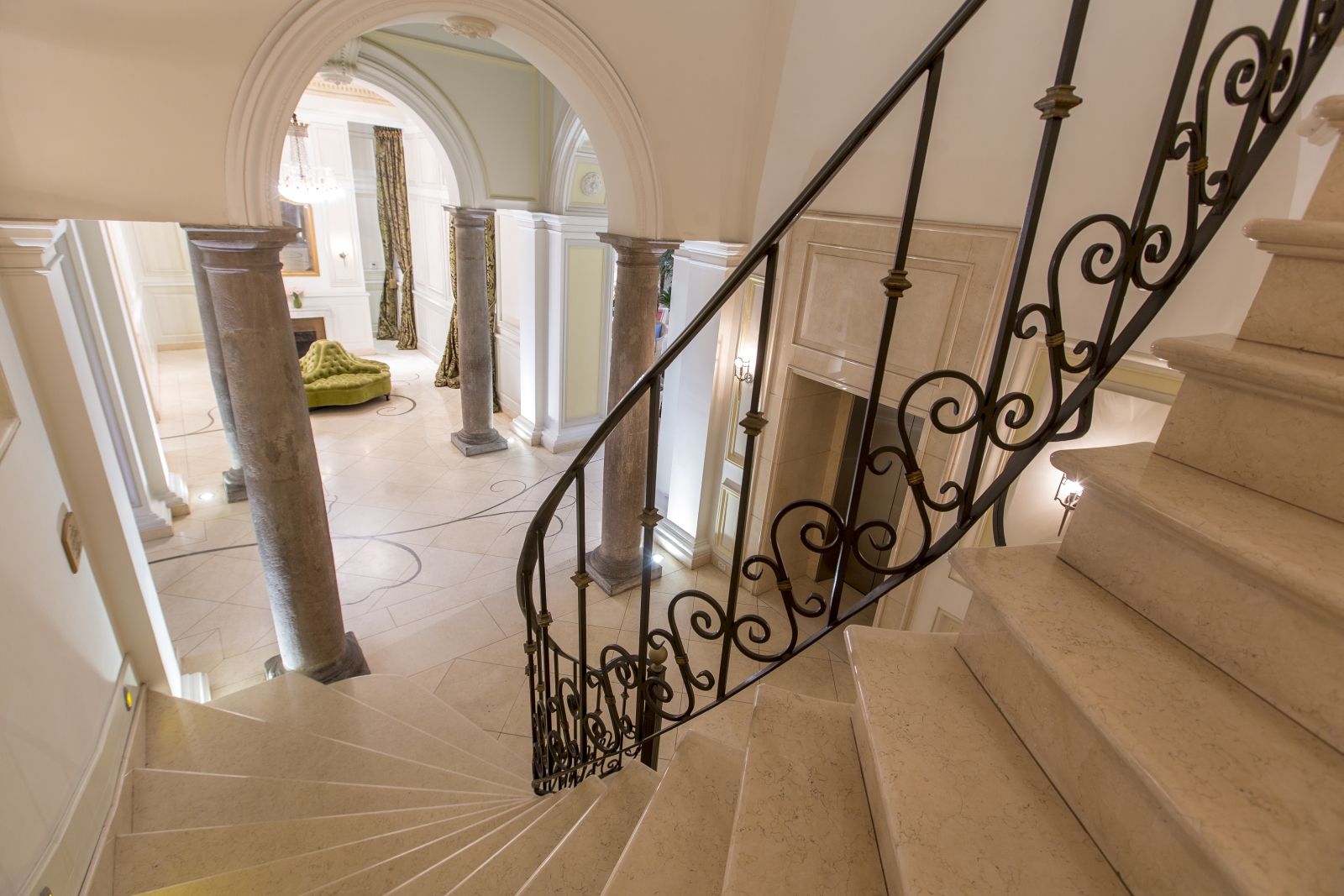 Staircase at Casa Gangotena in Ecuador