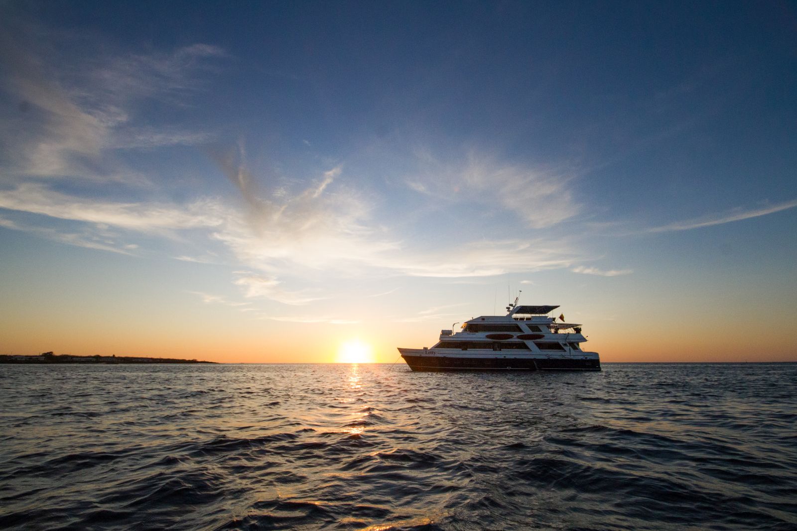 The Letty Galapagos cruise at sunset