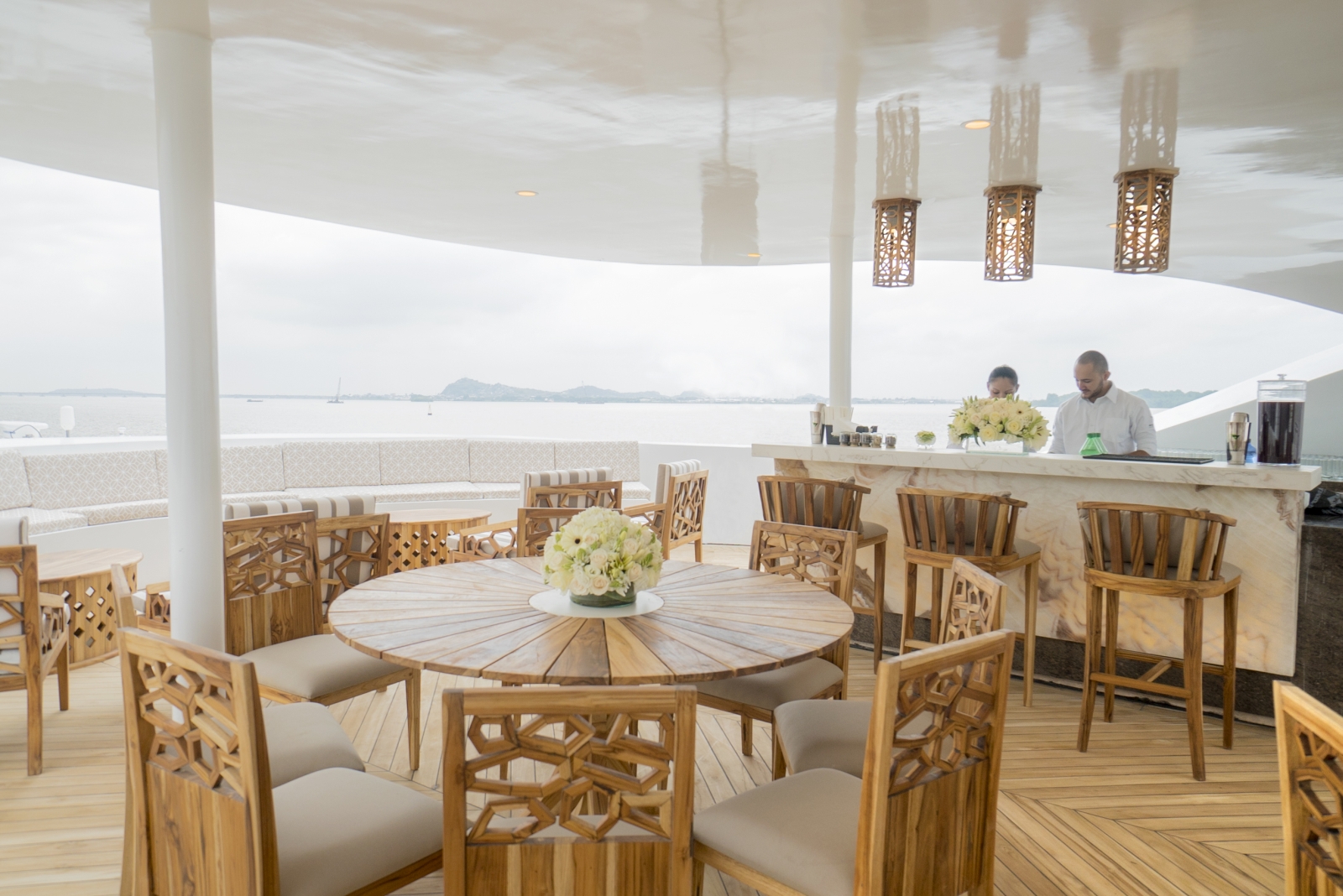 Dining on board Elite in Galapagos
