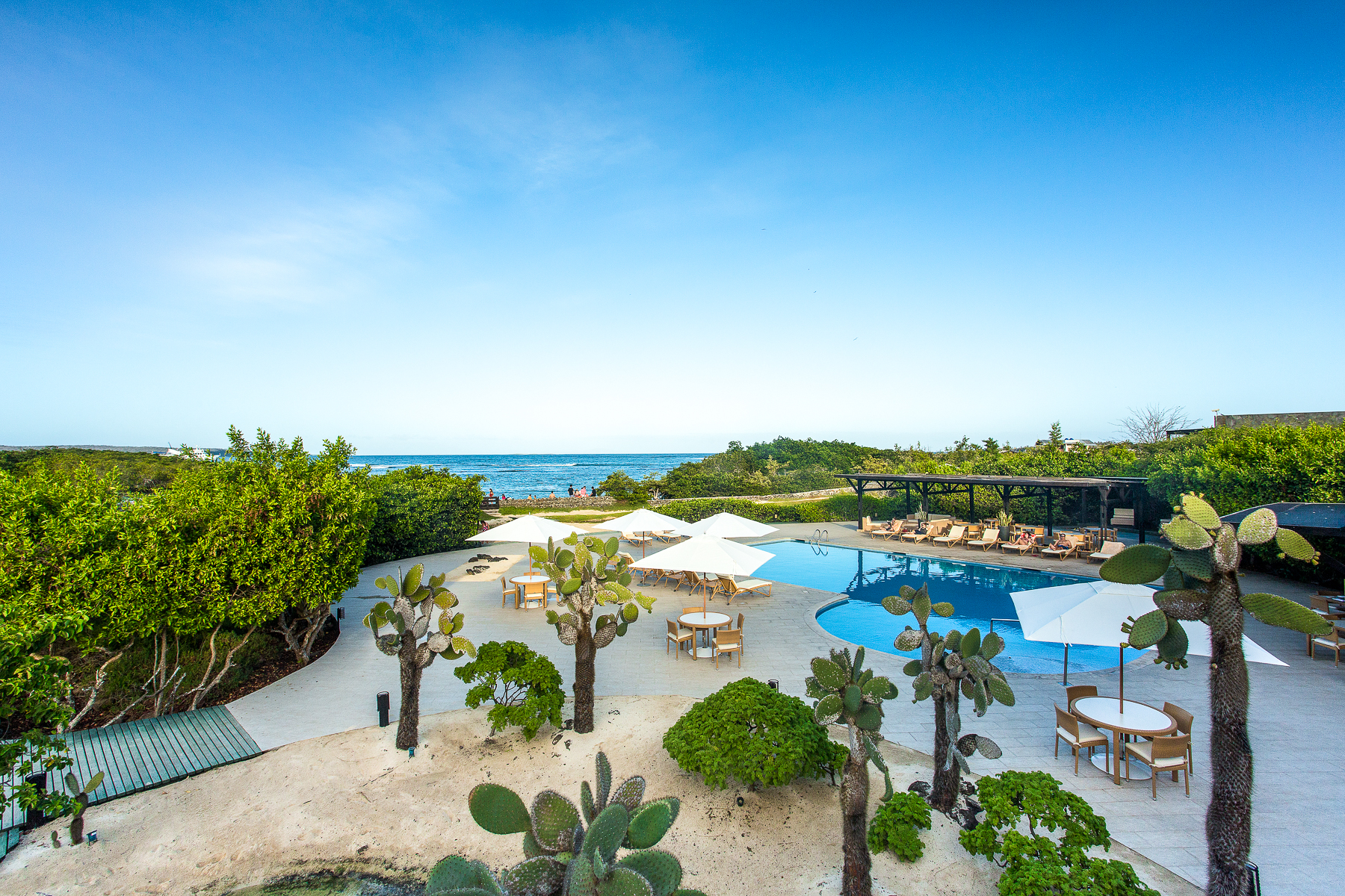 Aerial view of the pool at Finch Bay in the Galapagos Islands