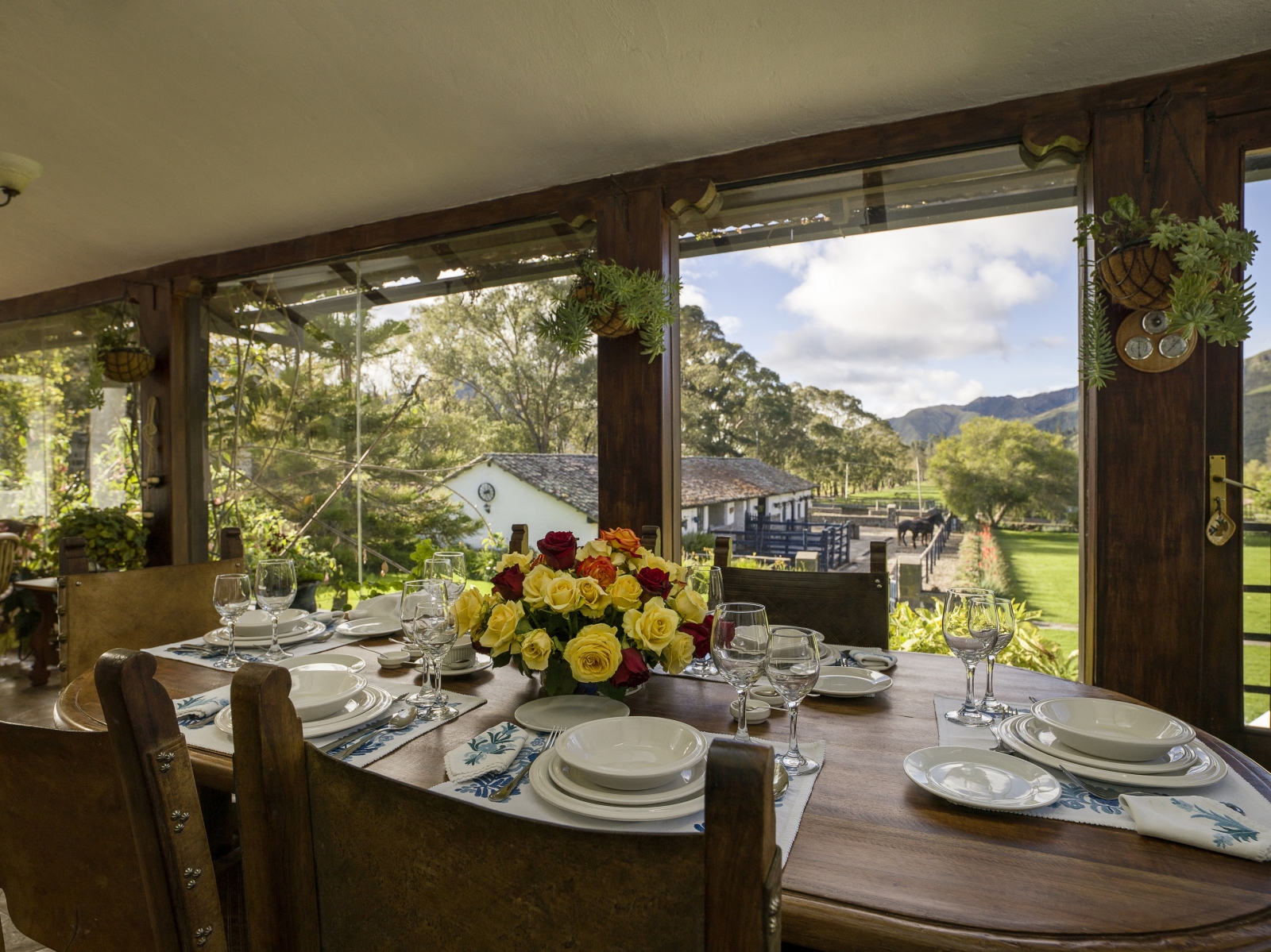 Dining at Hacienta Zuleta in Ecuador