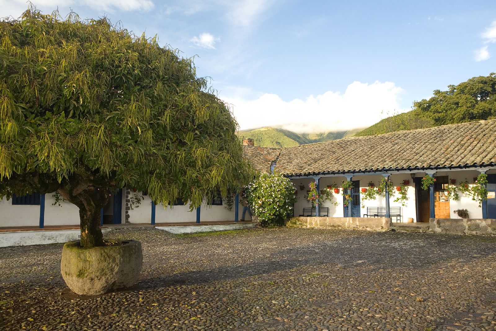 The courtyard of Hacienda Zuleta in the highlands of Ecuador