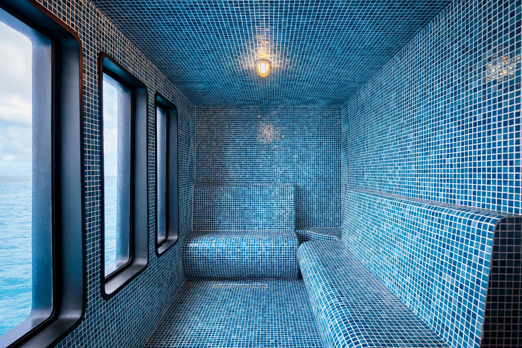 Ocean facing steam room on board Hermes Galapagos luxury catamaran