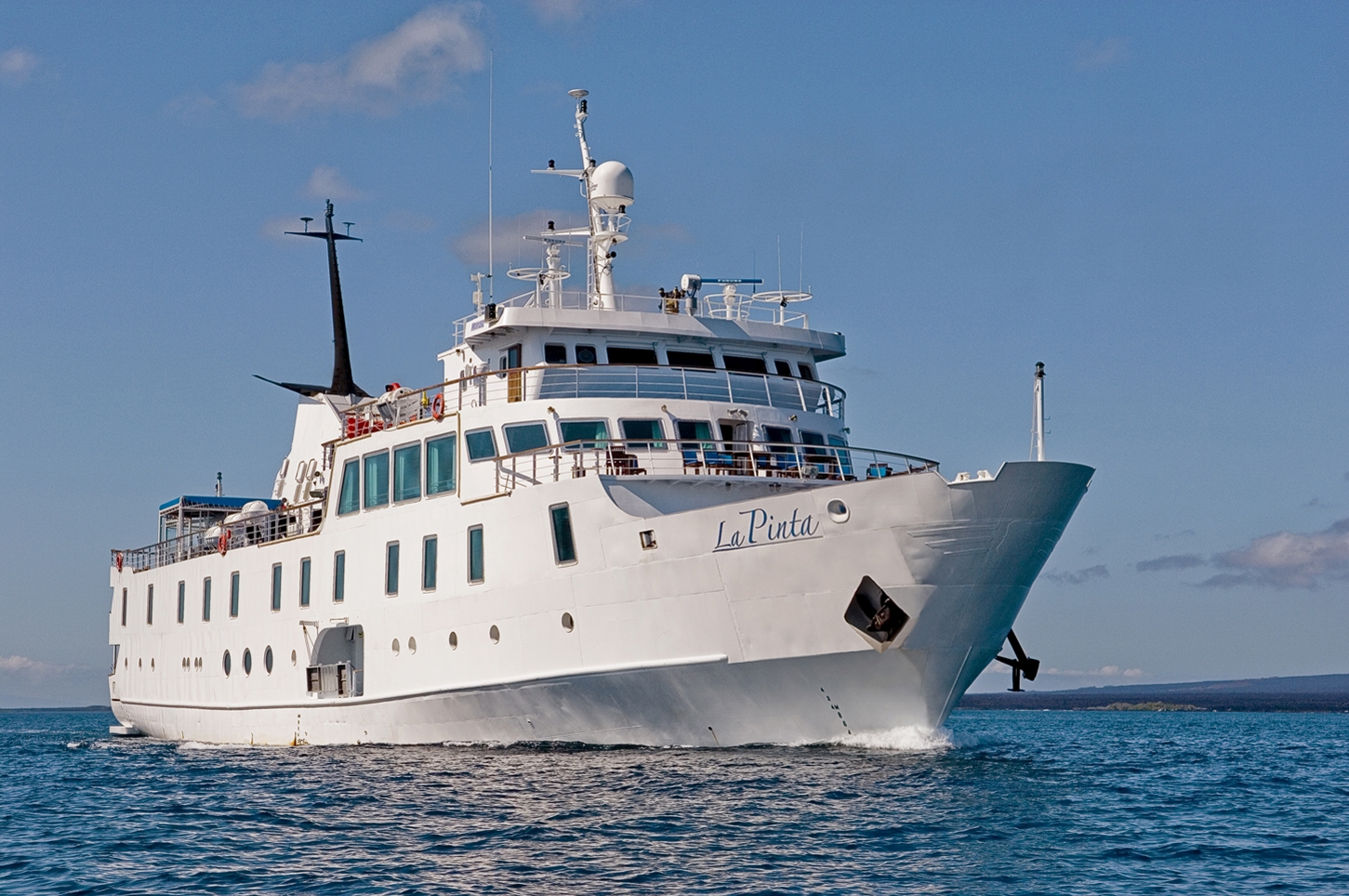 Exterior onboard La Pinta in Galapagos