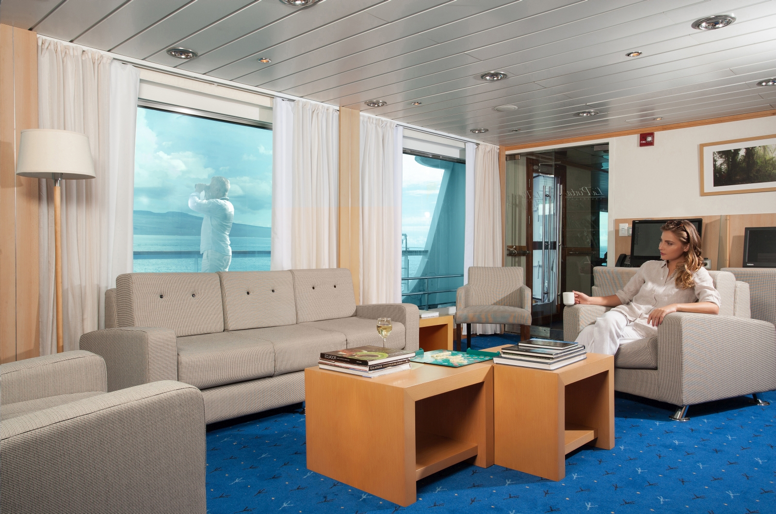 Lounge onboard La Pinta in Galapagos