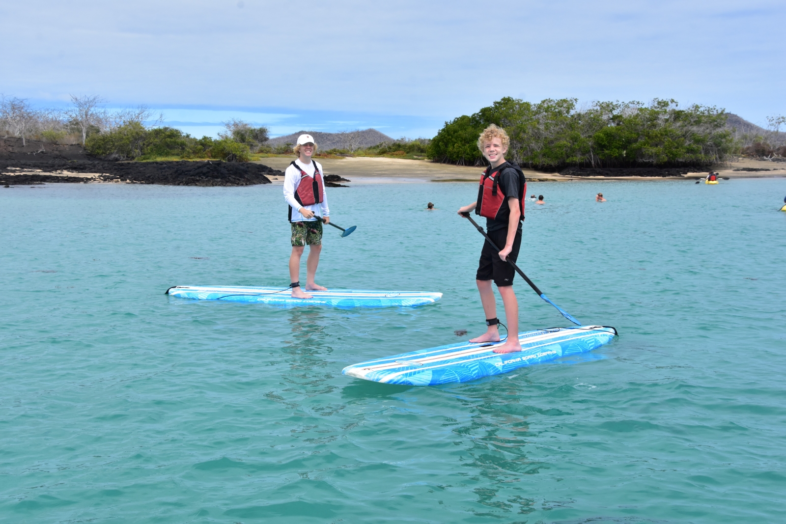 Stand up paddle boarding onboard La Pinta in Galapagos
