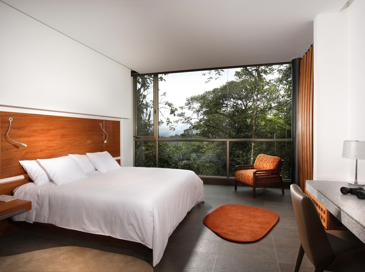Bedroom at Mashpi Lodge in Ecuador