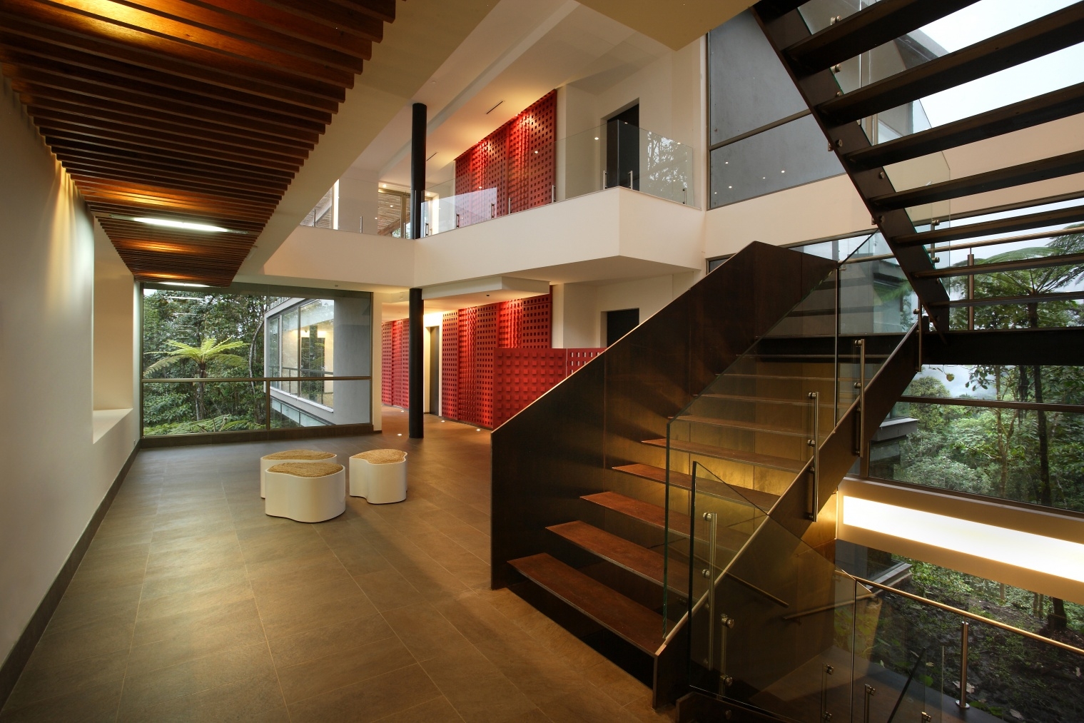 Hall at Mashpi Lodge in Ecuador