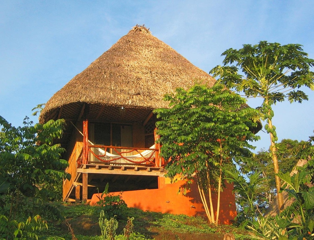 Exterior sunset view at Napo Wildlife Centre Ecolodge in Ecuador