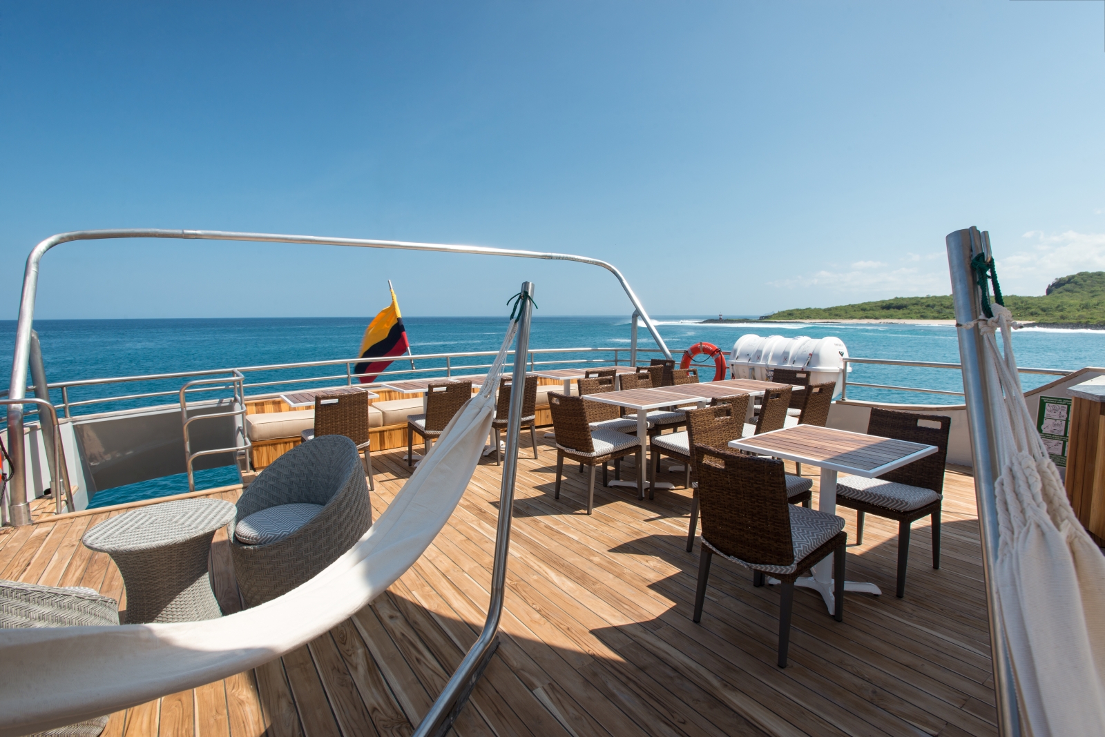 Deck on board Origin in Galapagos
