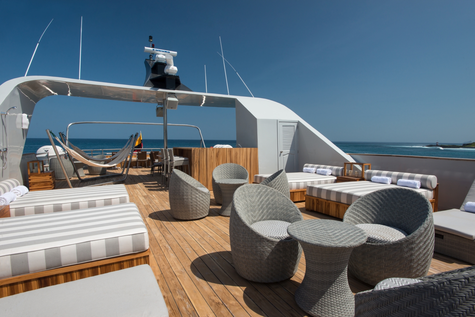 Deck on board Origin in Galapagos