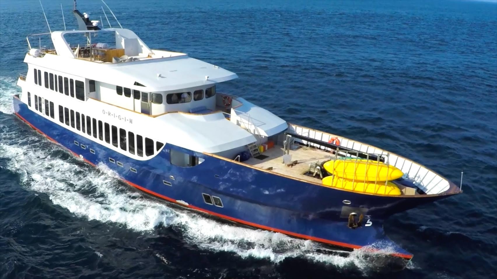 Exterior view on board Origin in Galapagos