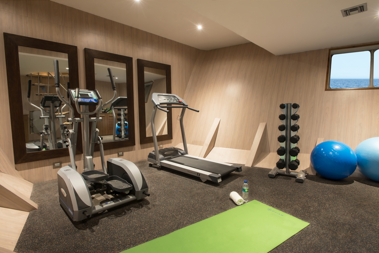 Gym on board Origin in Galapagos