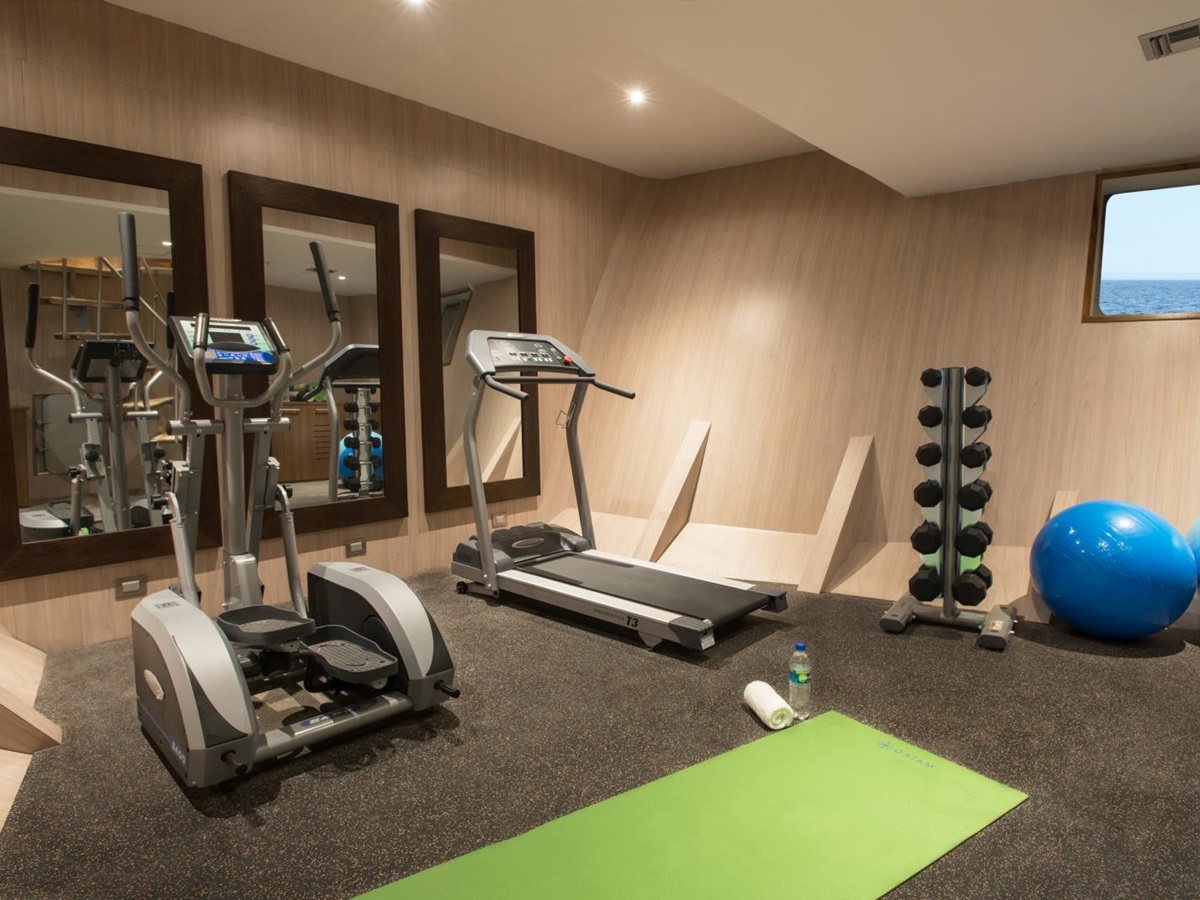 Gym on board Origin in Galapagos