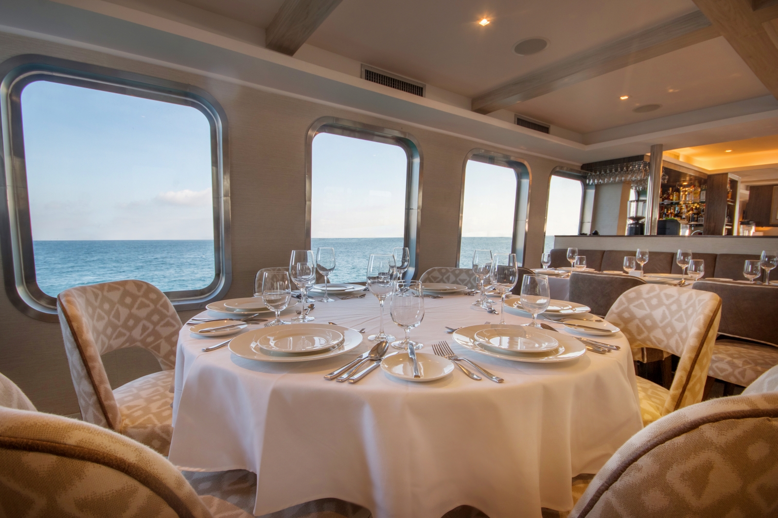 Dining area on board Theory in the Galapagos