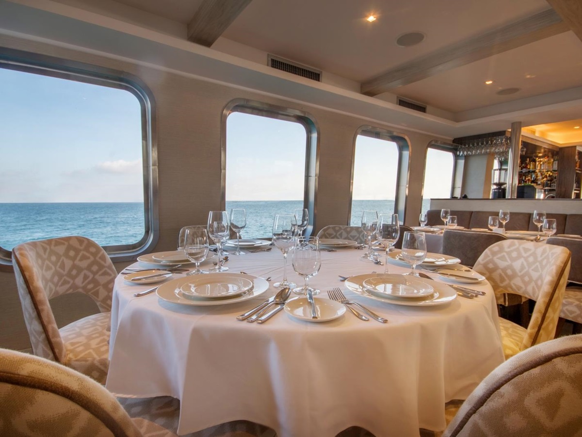 Dining area on board Theory in the Galapagos