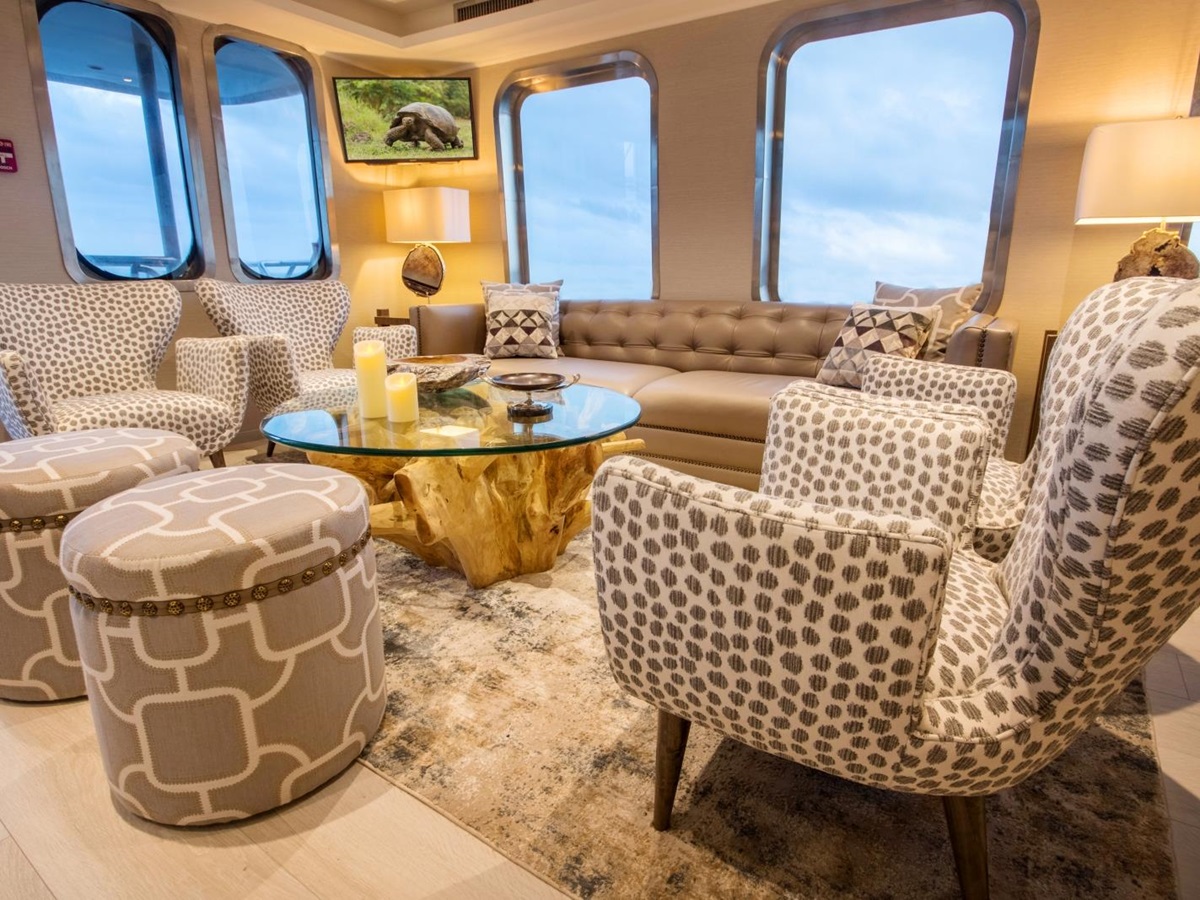 Lounge on board Theory in the Galapagos