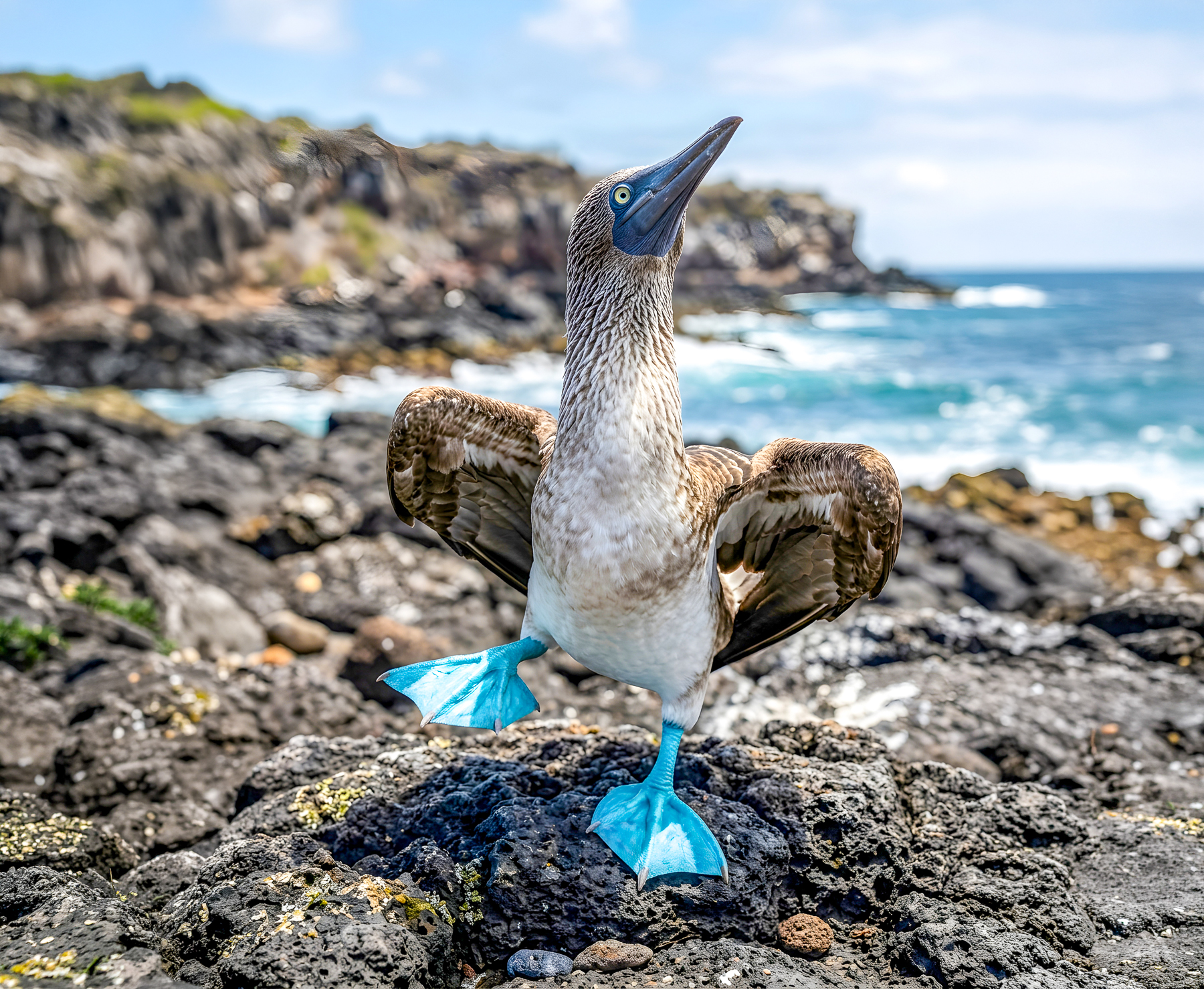 A blue-footed boobie spotted in the Galapagos