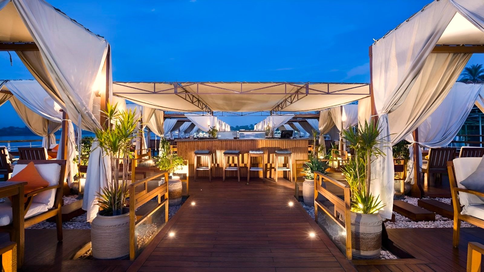 Deck bar onboard the Farah Nile Cruise in Egypt