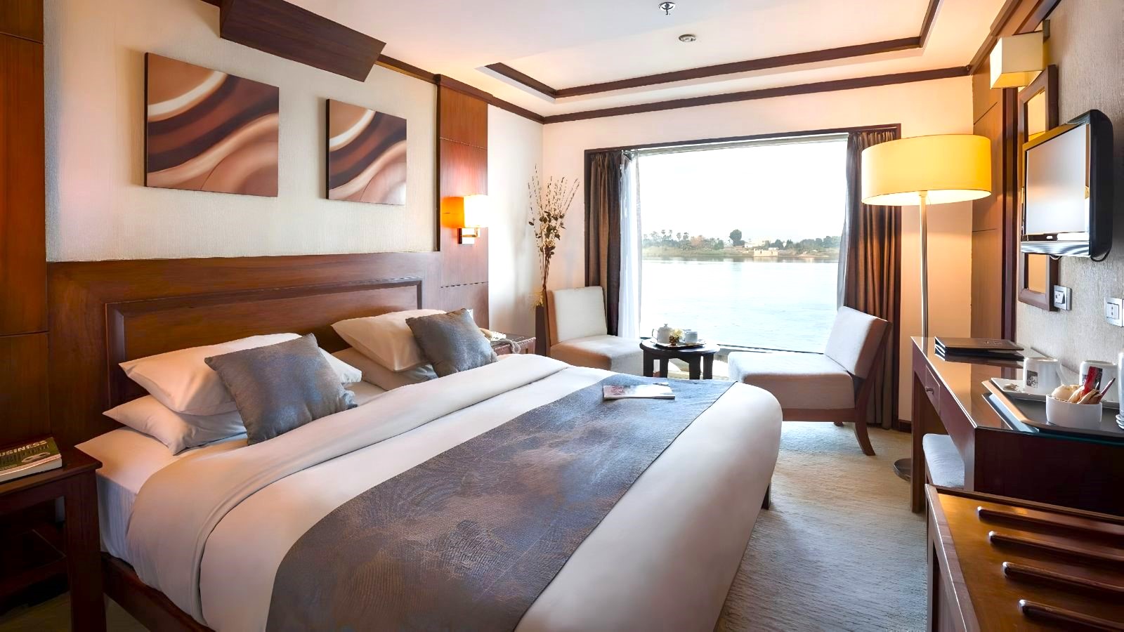 Guest suite onboard the Farah Nile Cruise in Egypt