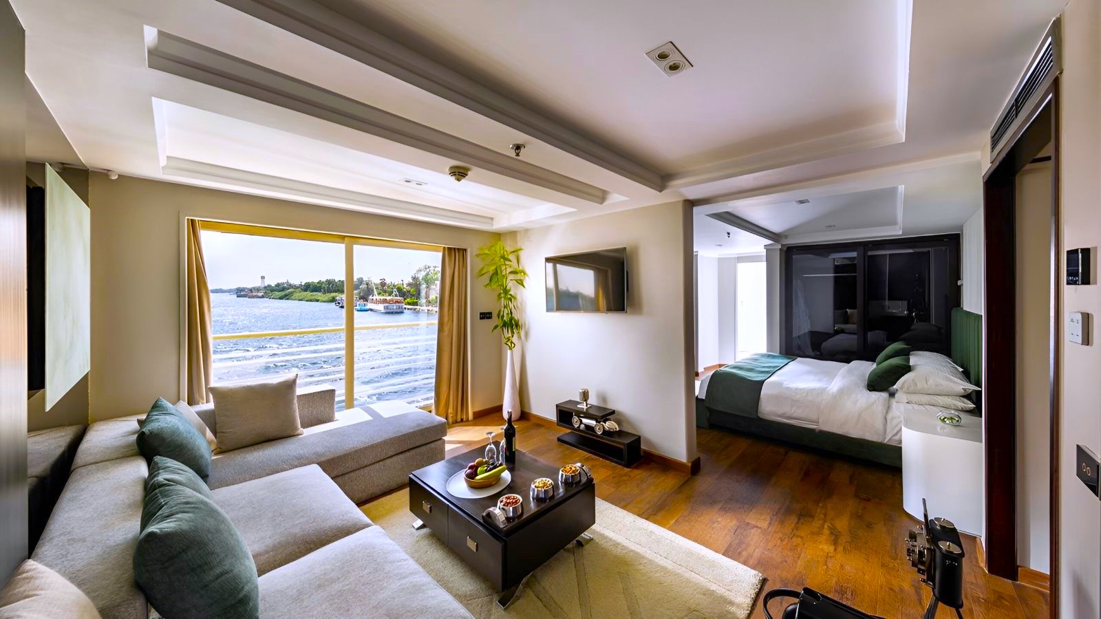 Guest cabin lounge at Farah Nile Cruise in Egypt