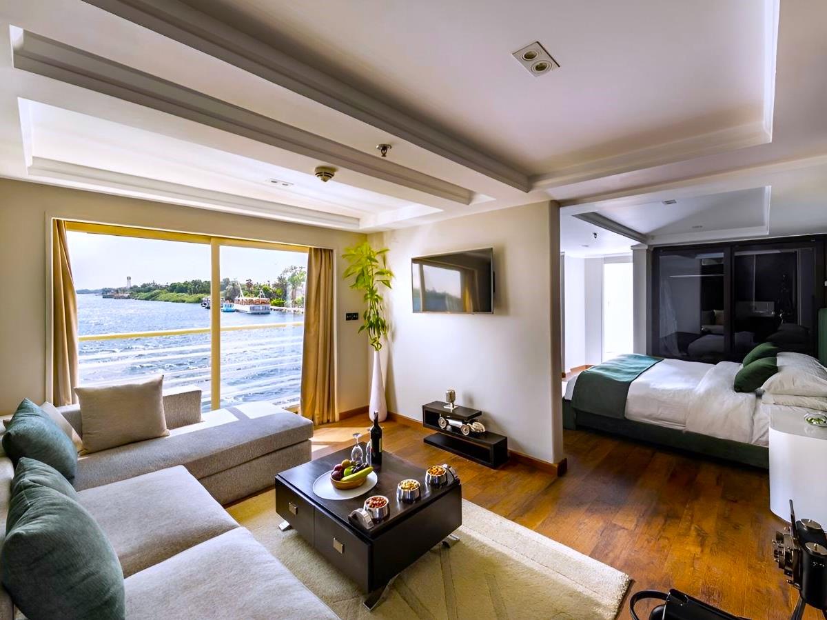 Guest cabin lounge at Farah Nile Cruise in Egypt