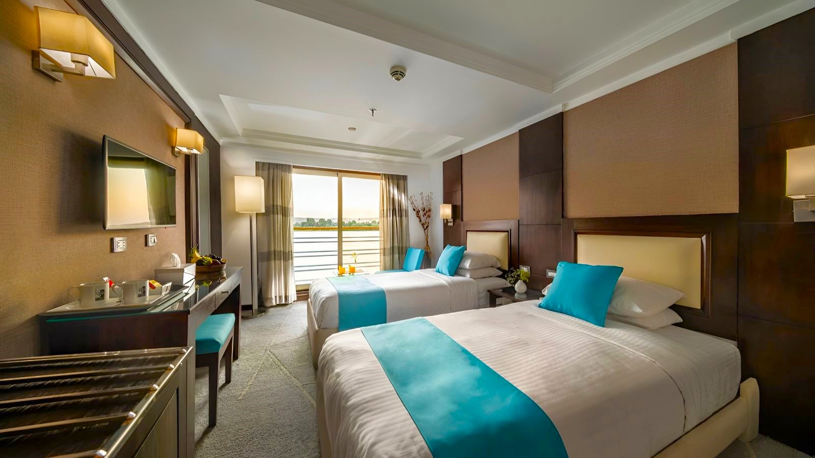 Twin room at Farah Nile Cruise in Egypt