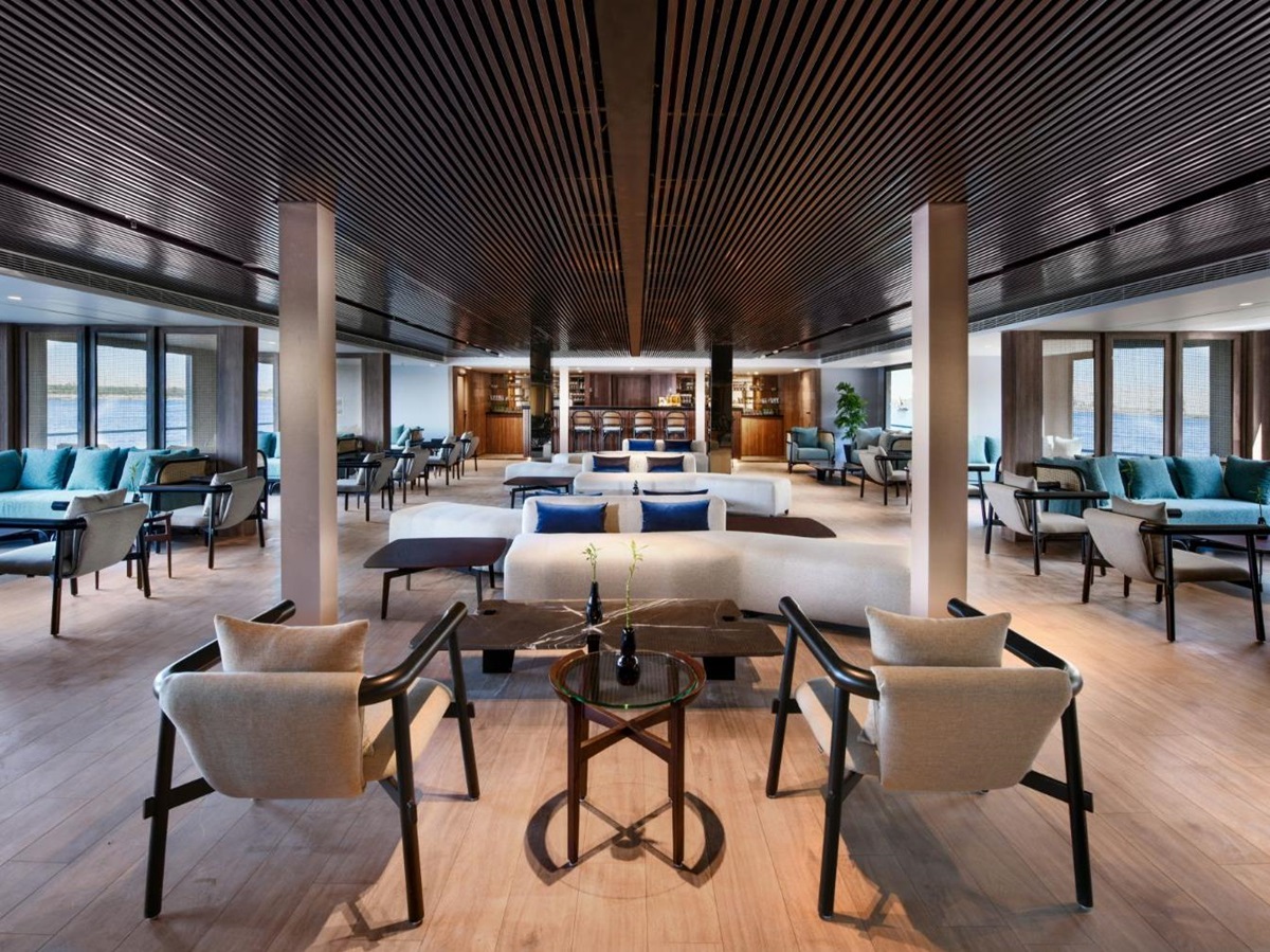 Lobby seating onboard the Historia boutique Nile cruise hotel in Egypt