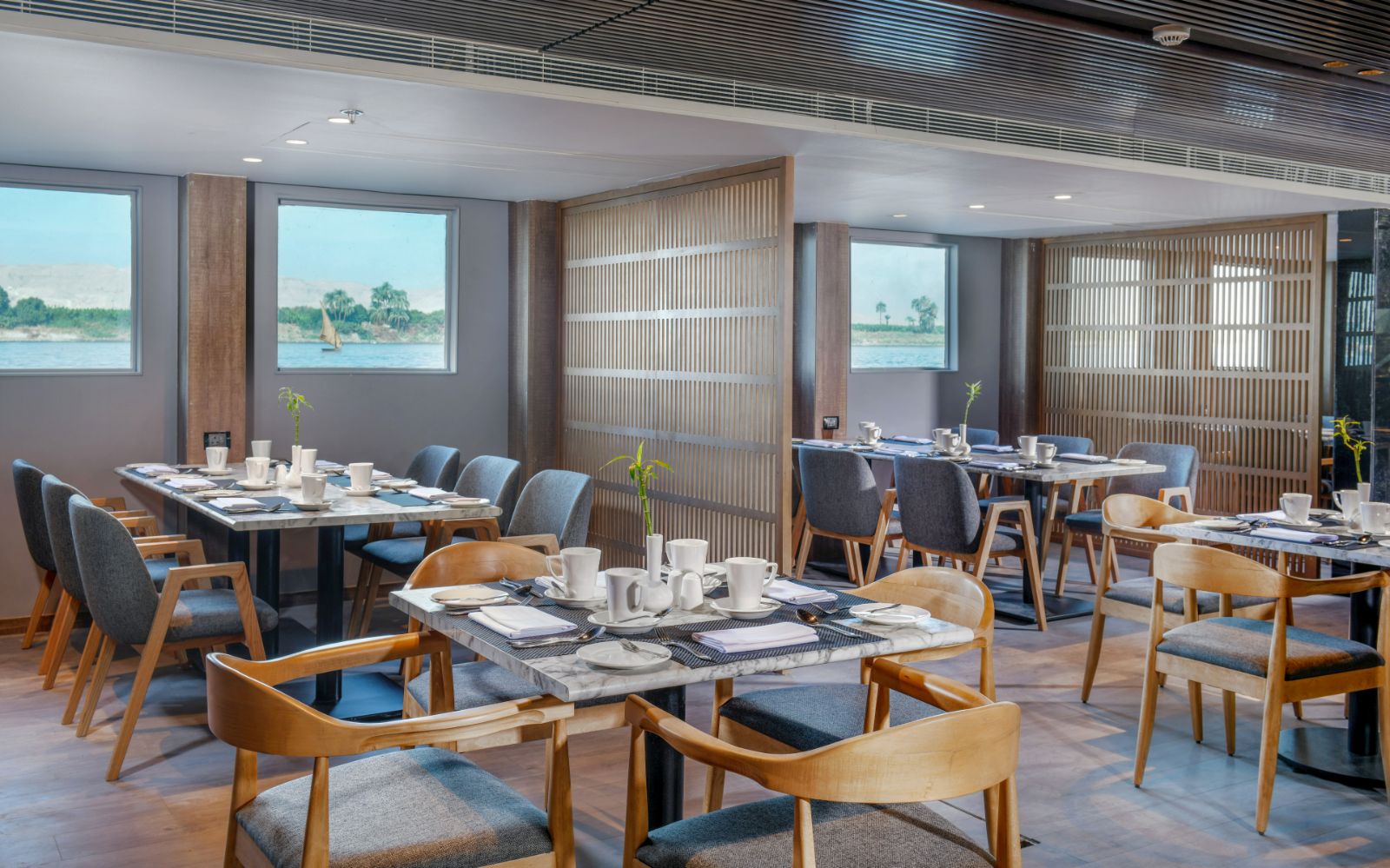 Noria Restaurant onboard the Historia boutique Nile cruise hotel in Egypt