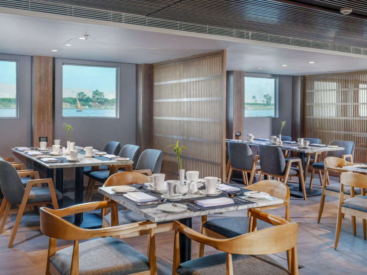 Noria Restaurant onboard the Historia boutique Nile cruise hotel in Egypt