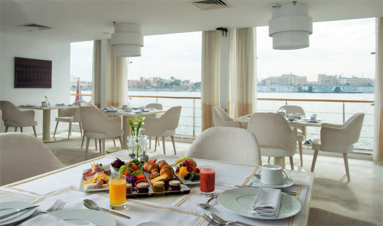 Breakfast served onboard the Kazazian Nile cruise in Egypt