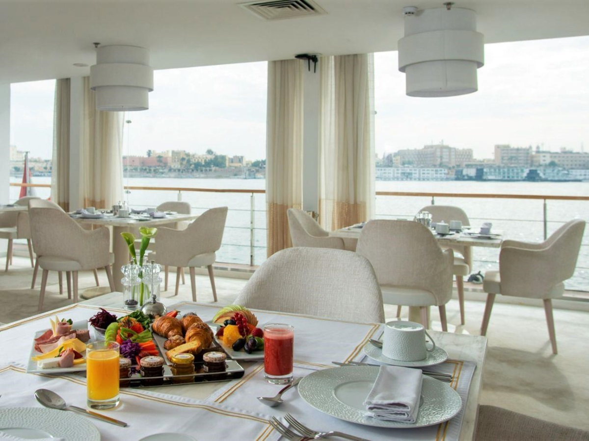 Breakfast served onboard the Kazazian Nile cruise in Egypt