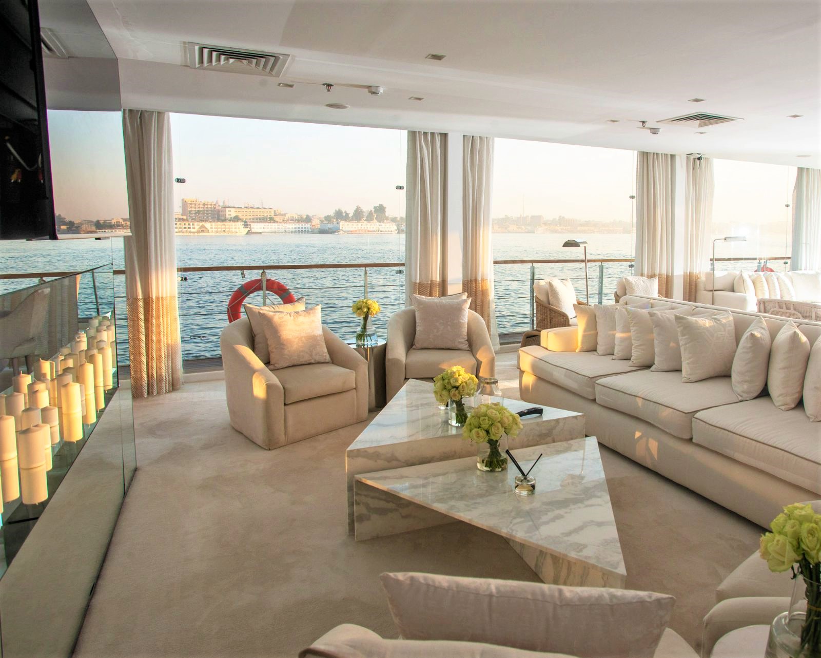 Living area onboard the Kazazian Nile cruise in Egypt
