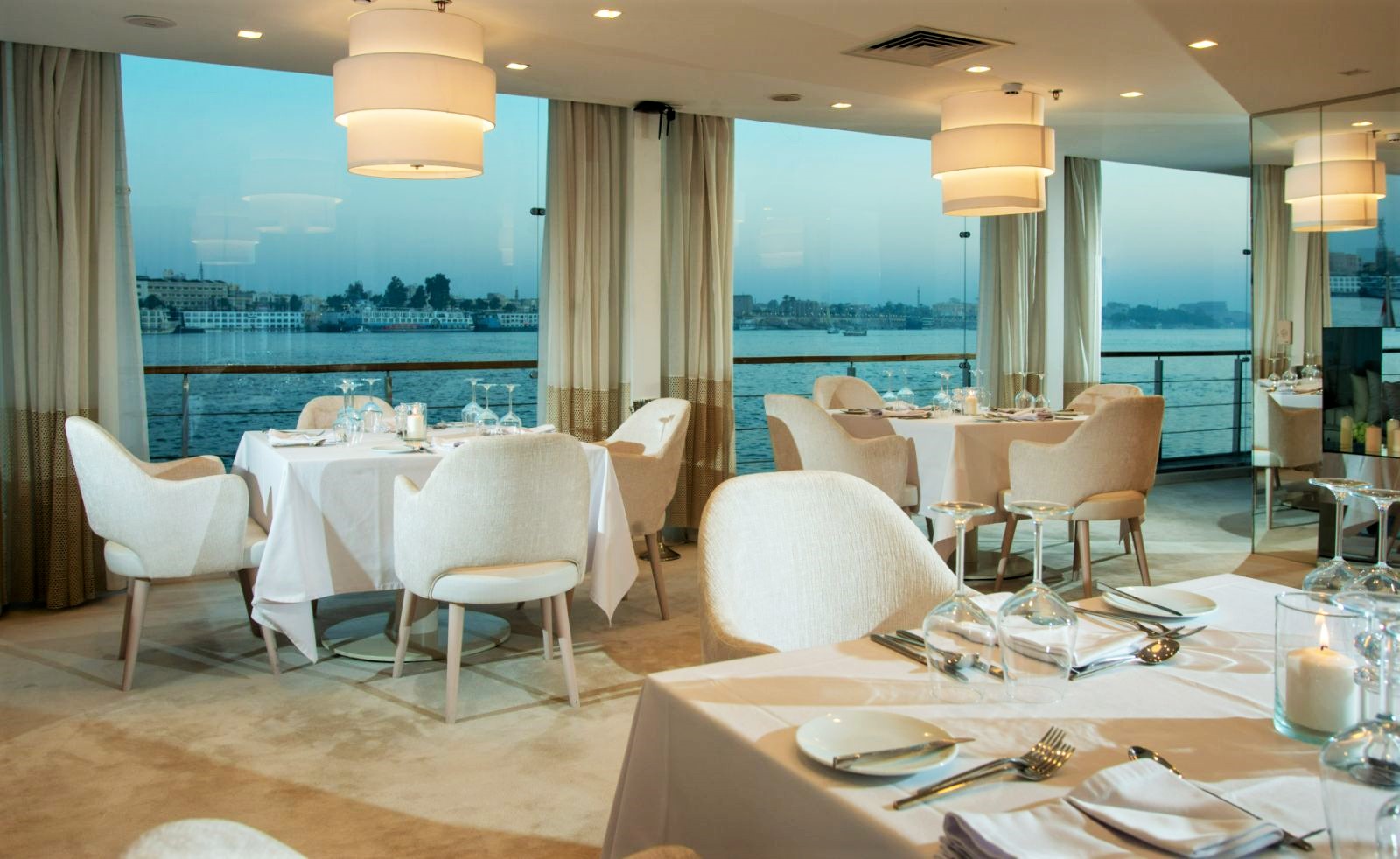 Restaurant onboard the Kazazian Nile cruise in Egypt