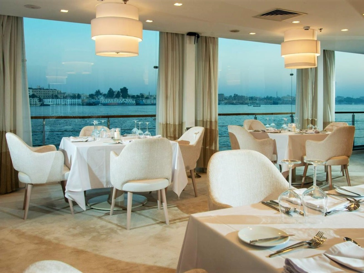 Restaurant onboard the Kazazian Nile cruise in Egypt