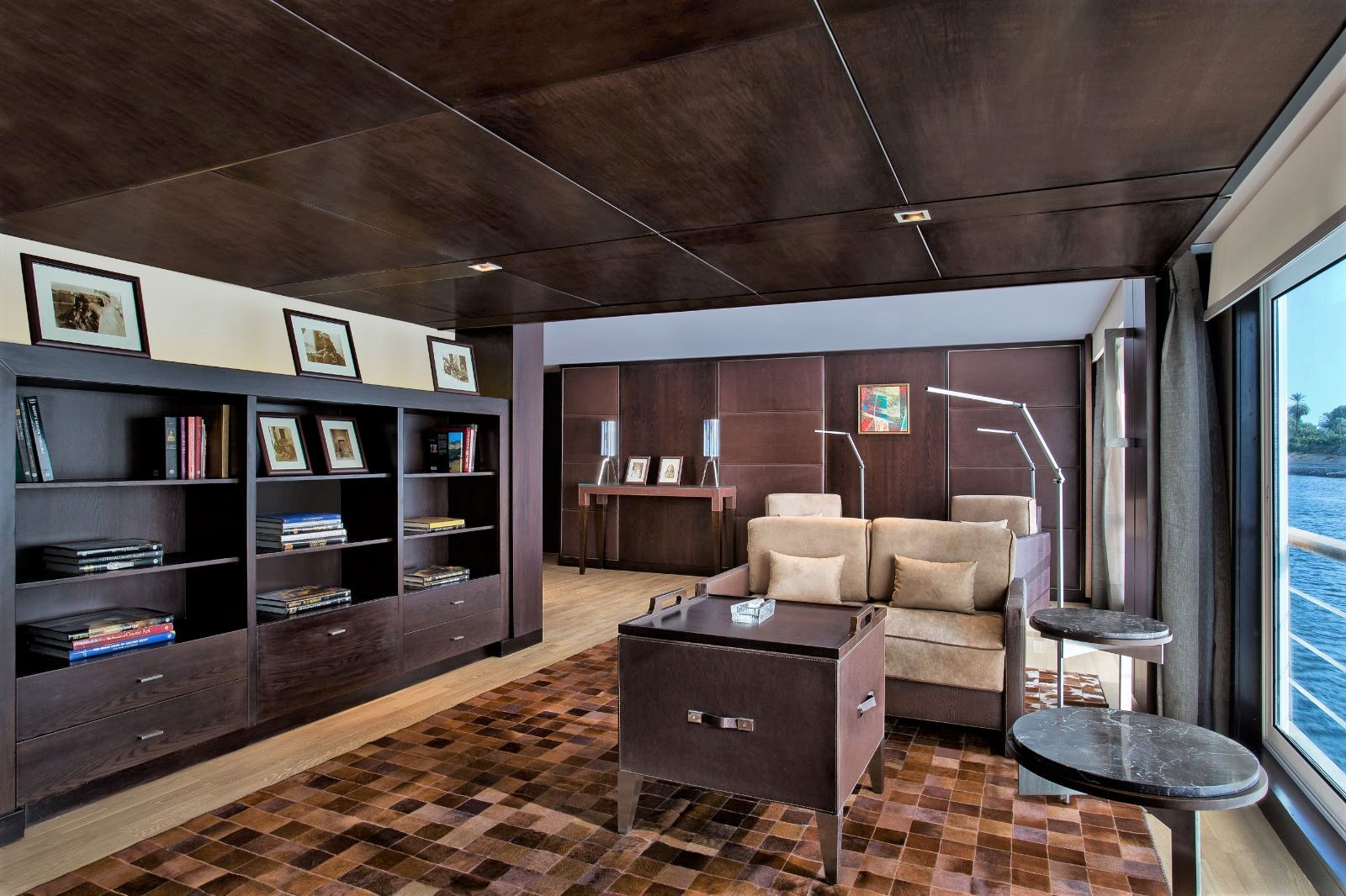 Library onboard the Oberoi Philae on the River Nile in Egypt