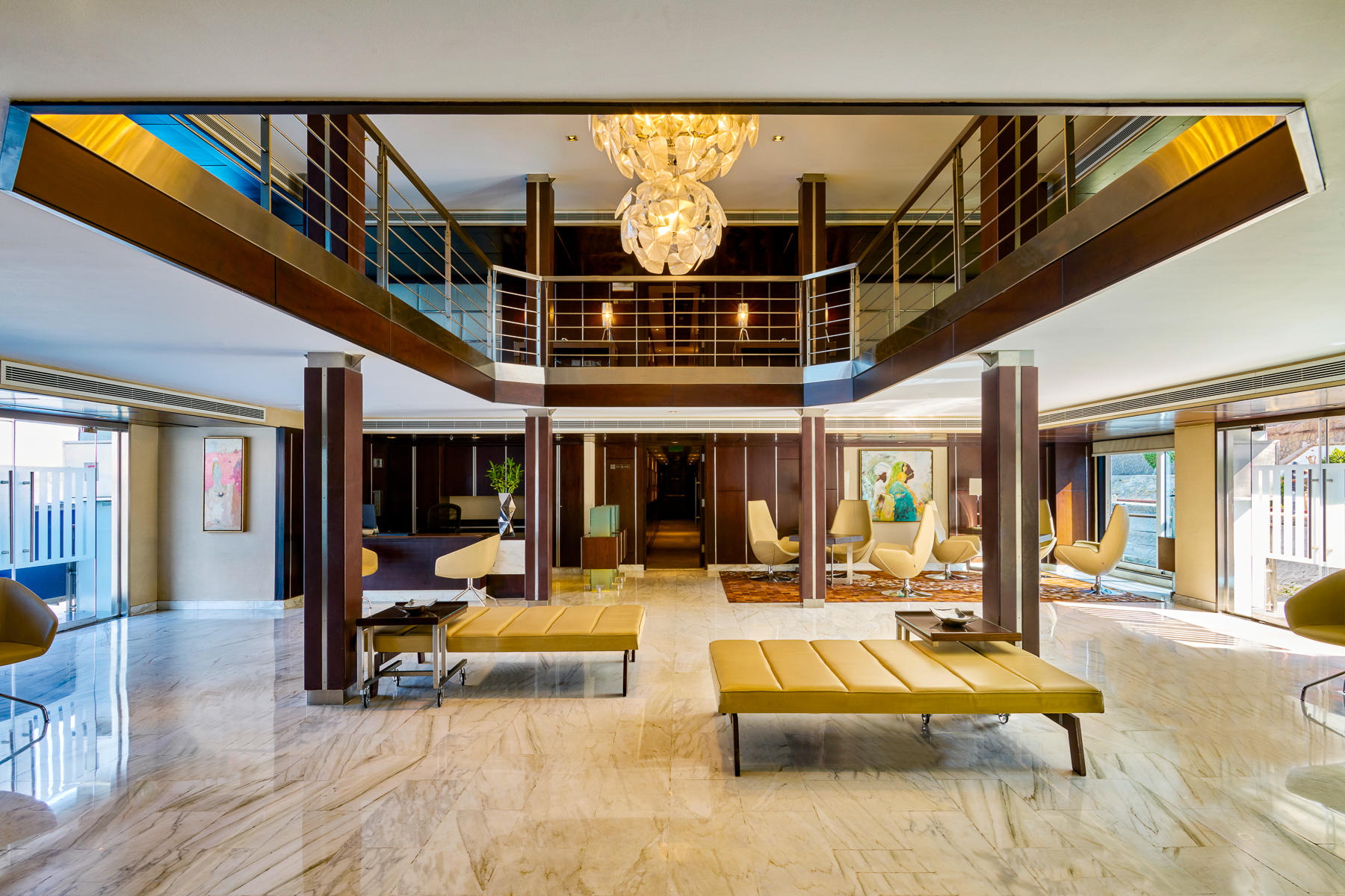 Lobby onboard the Oberoi Philae luxury Nile cruiser in Egypt