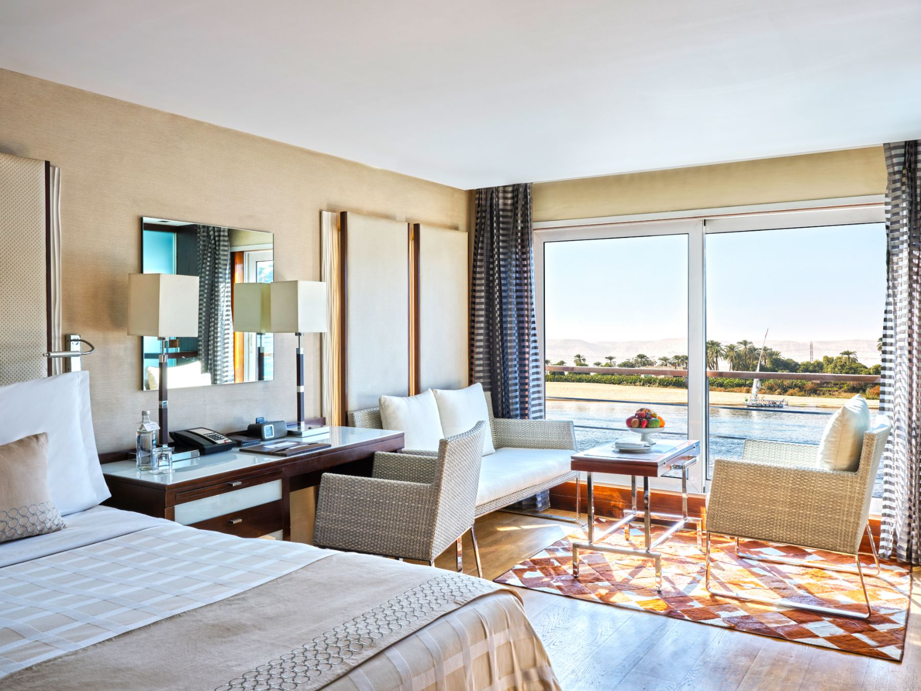 Luxury cabin onboard the Oberoi Philae in Egypt