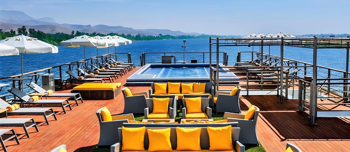 Sun deck onboard the Oberoi Philae on the River Nile in Egypt