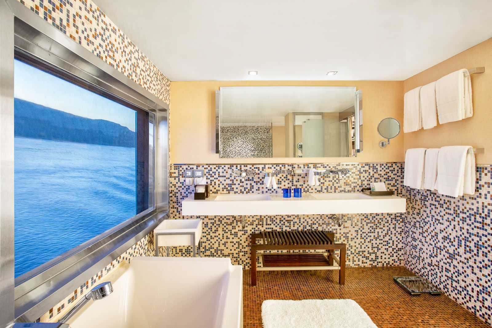 Guest suite bathroom onboard the Oberoi Zahra on the Nile in Egypt