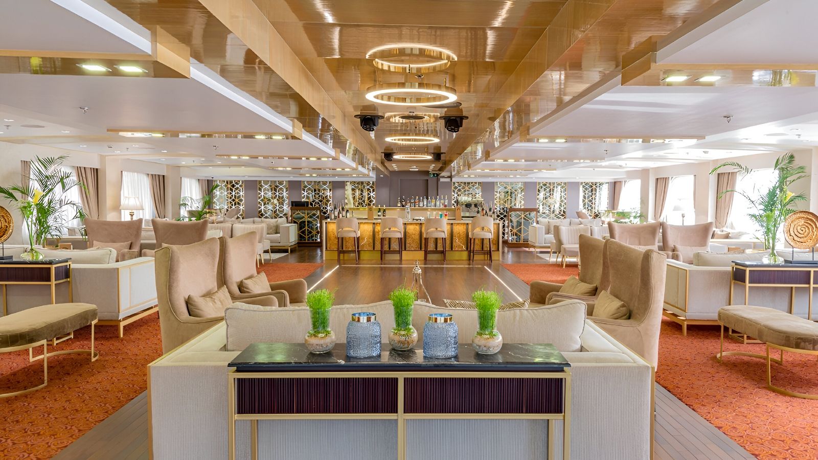 Bar and lounge area at Sonesta Sun Goddess Nile cruise in Egypt