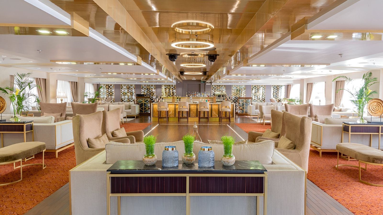 Bar and lounge area at Sonesta Sun Goddess Nile cruise in Egypt
