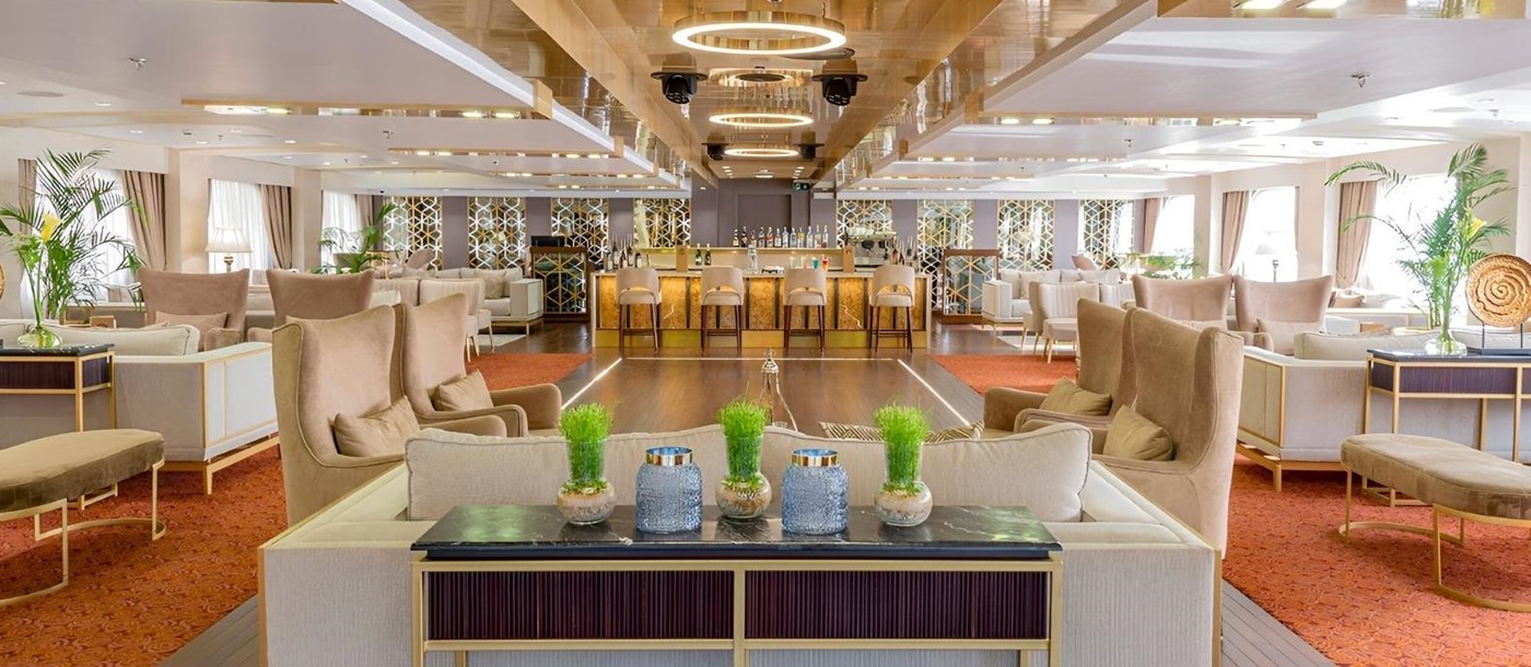 Bar and lounge area at Sonesta Sun Goddess Nile cruise in Egypt